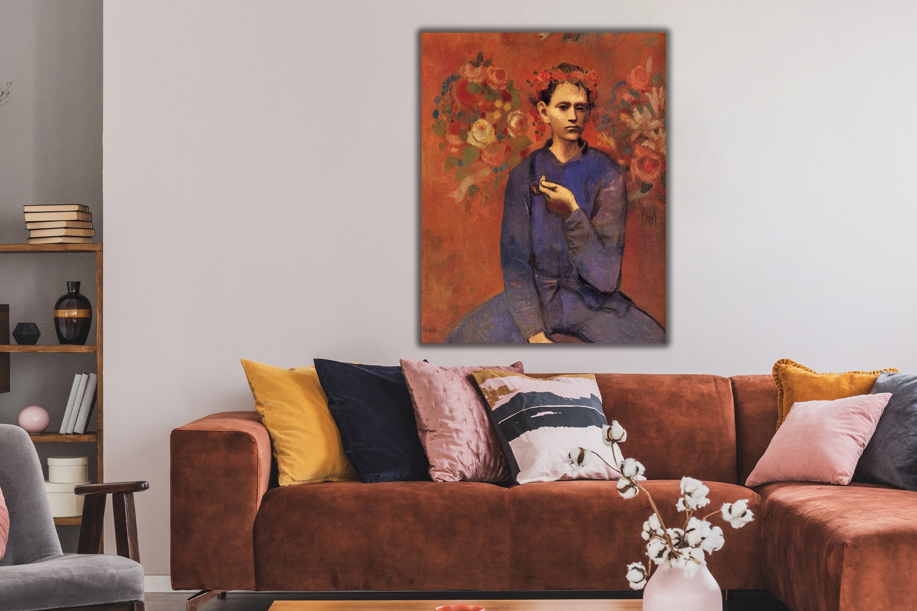 A Boy With Pipe by Pablo Picasso Canvas Painting, Pablo Picasso Canvas, A Boy with Pipe Canvas Print, Picasso A Boy Canvas, Pablo Picasso
