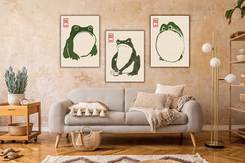 Matsumoto Hoji Frog Art Prints, Japanese Canvas Set of 3 - Etsy