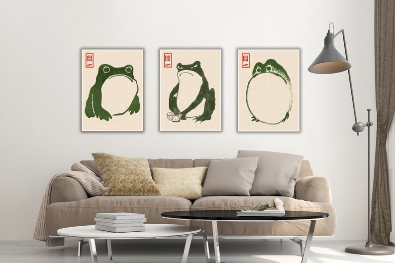 Matsumoto Hoji Frog Art Prints, Japanese Canvas Set of 3 - Etsy