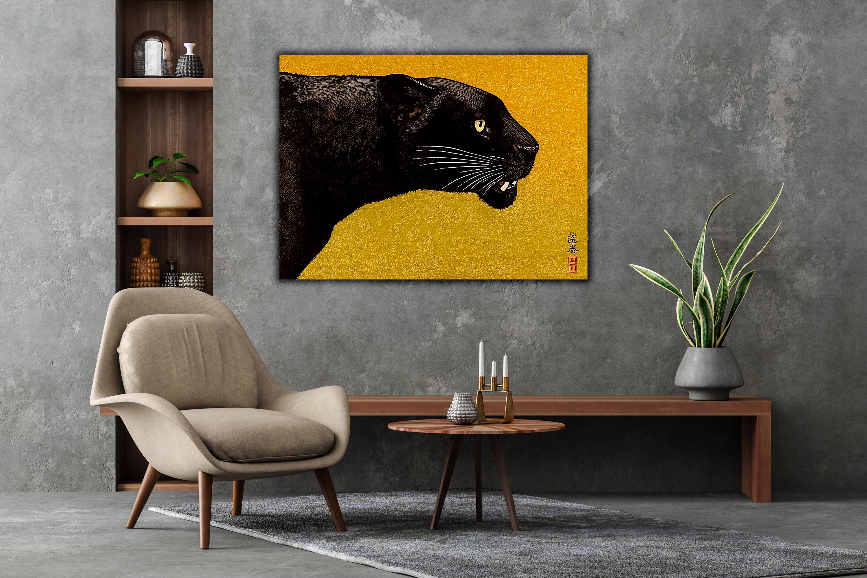 Japanese Black Panther Canvas Print by Toshi Yoshida, Vintage Wall