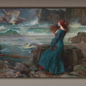 The Tempest by John William Waterhouse Art Print, Shakespeare&#39; s Miranda Painting, Museum Quality Print, Home Decor Idea, Romantic Wall Art
