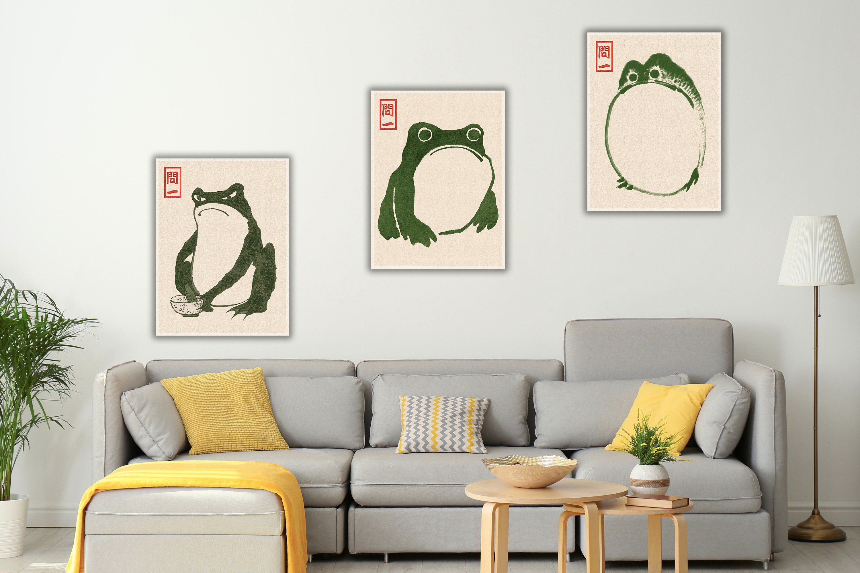 Matsumoto Hoji Frog Art Prints, Japanese Canvas Set of 3 - Etsy
