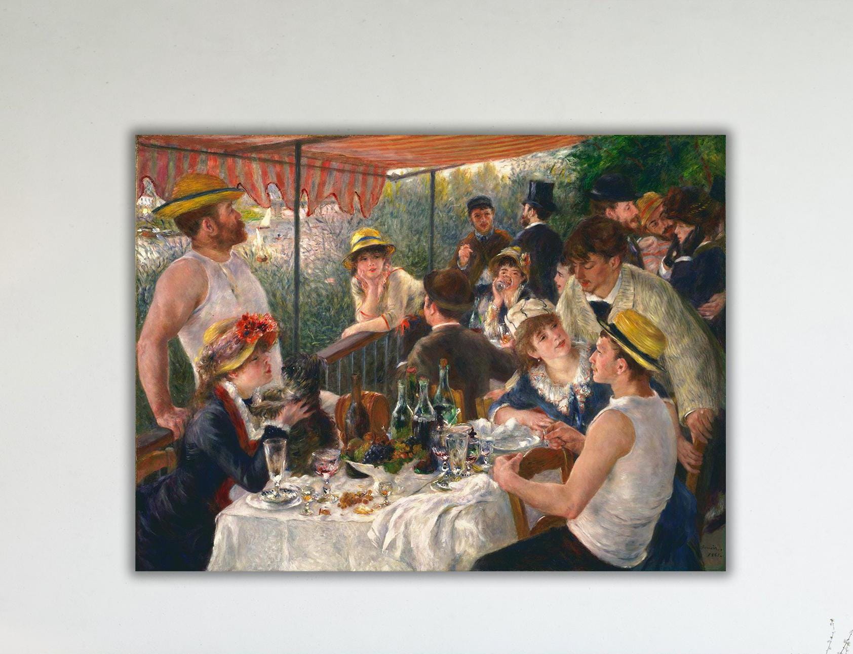 Luncheon of the Boating Party by Pierre Auguste Renoir Wall Art, Dreamy Canvas,  Ready to Hang Poster, Large Canvas,  Impressionist Artwork