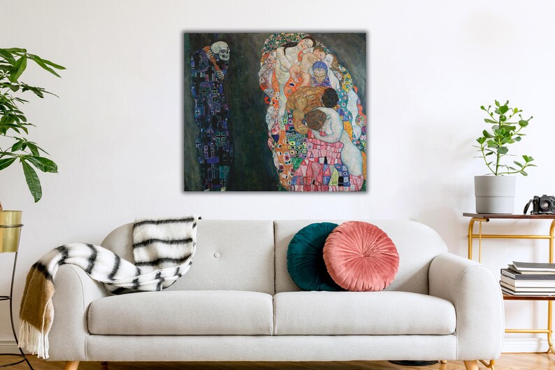 Death and Life by Gustav Klimt Wall Art, Museum Quality Poster, Symbolism Canvas Print, Klimt Masterpiece, Gift Idea, Home Decor Wall Art