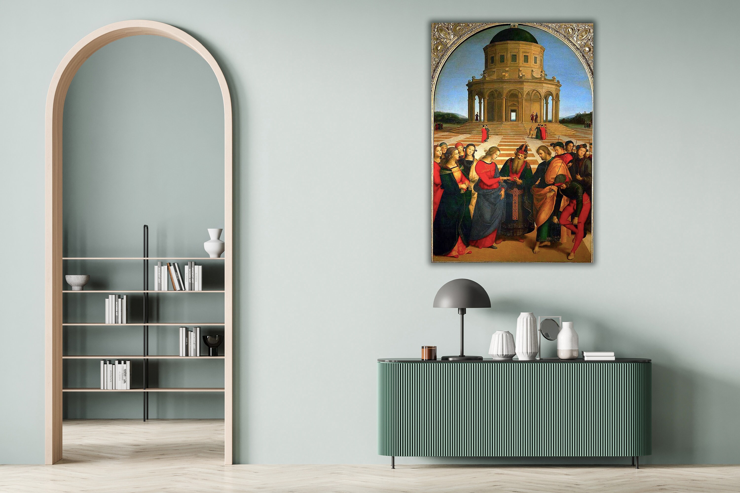 Sposalizio Della Vergine by Raffaello Sanzio Canvas Wall Art, Marriage