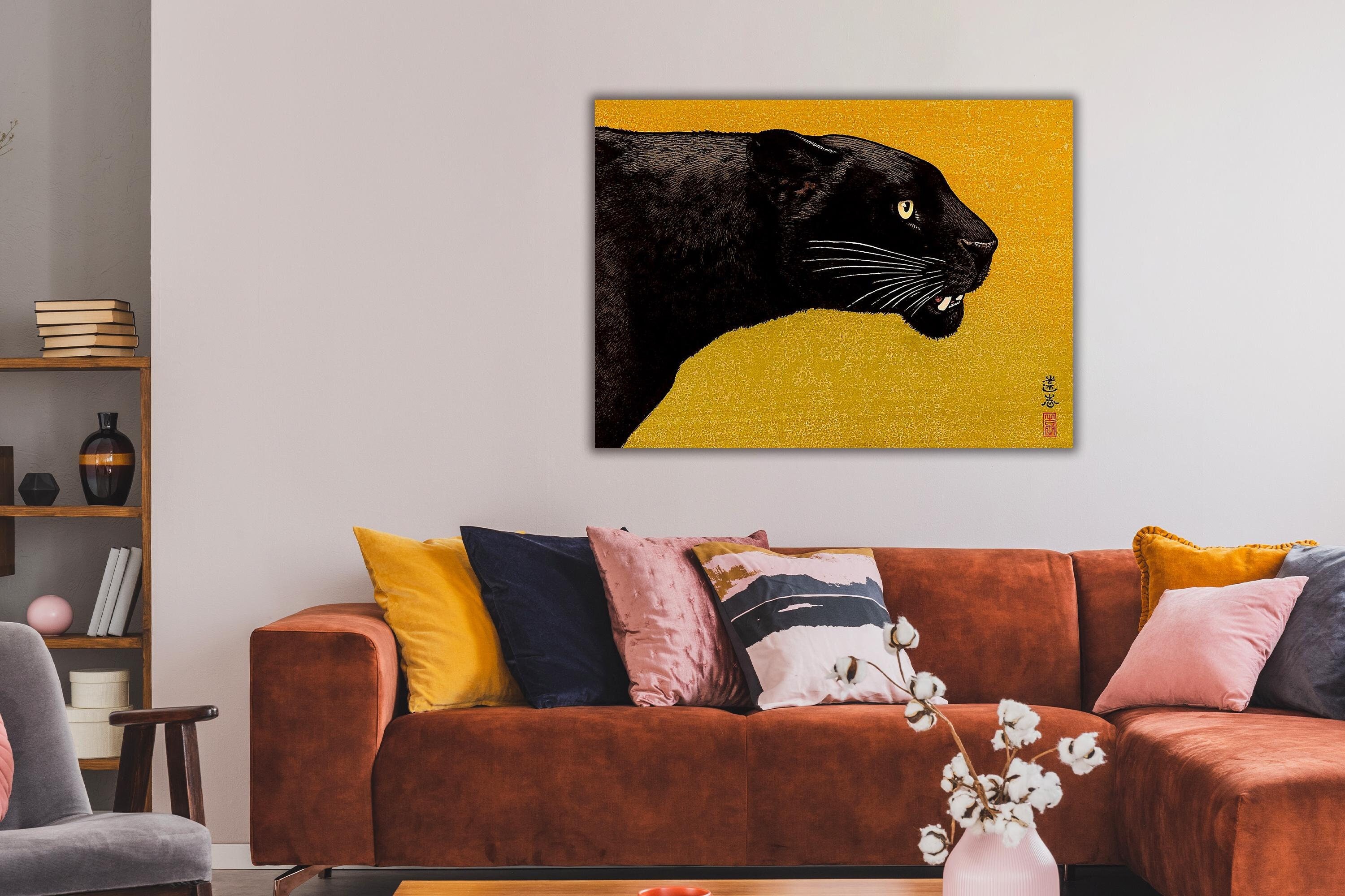 Japanese Black Panther Canvas Print by Toshi Yoshida, Vintage Wall