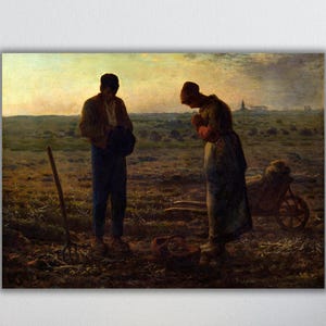 The Angelus by Jean-François Millet Wall Art, Millet Classic Art Print, Home Decor Idea, Ready to Hang Poster, Large Canvas, Religious Art