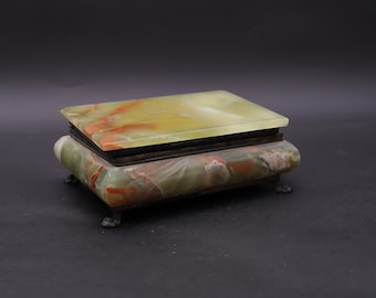 ヴィンテージ オニキス 小物入れ グリーン フィギュアド オニキス