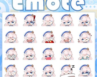 Twitch / Discord Emotes - Chibi Girl - 20 Emotes
