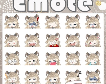 Twitch / Discord Emotes - Chibi Girl - 20 Emotes