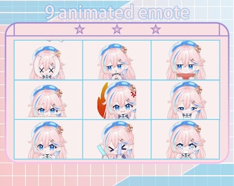 Twitch / Discord Emotes - Chibi Girl - 9 Emotes - animated emote