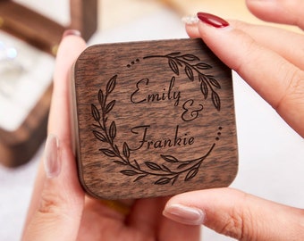 Personalized Engagement Ring Box, Custom Ring Box with Name,Wooden Wedding Ring Box Gift, Wedding  Gift, Engraved Ring Holder, Ring Bearer