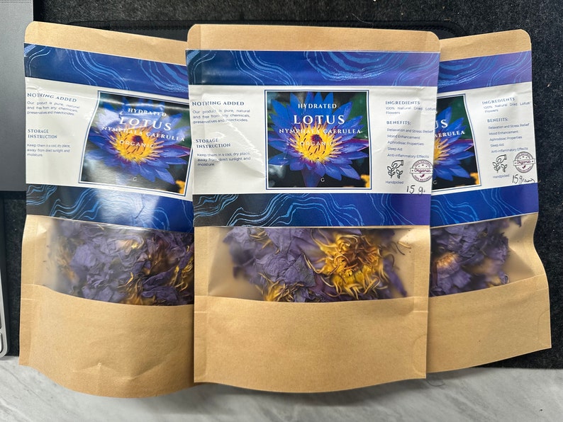 Organic Egyptian Blue Lotus Premium Blue Lotus Flowers Tea, Whole flowers, FREE SHIPPING, UK zdjęcie 10