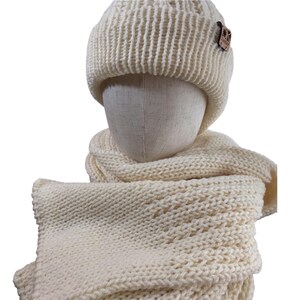 Handmade Crocheted Chenille Cable Knit Cream Colored Hat & Scarf Sets(2), NWOT Cream Hat Scarf Set - Etsy main image 2