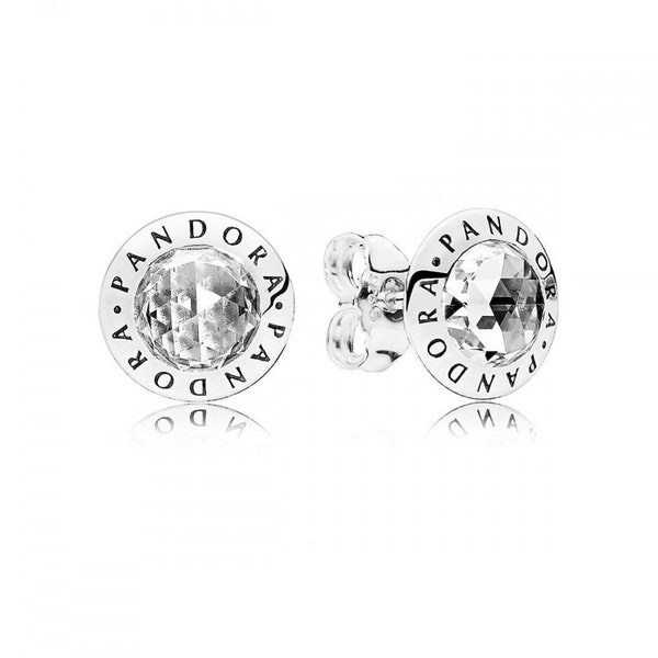 Pandora Radiant Logo Sterling Silver Stud Earrings Selenite Stone Round Stud Earrings Unique Gift for Her, Affordable Item In UK's Must-Have