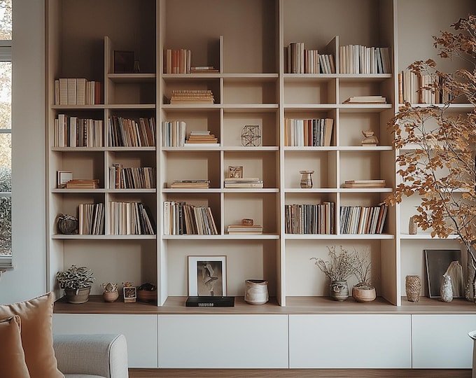 Modernes Wand Bücherregal Zoom Hintergrund | Realistisches Home Office ...
