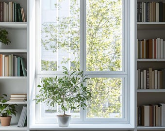 White Modern Office Bookcase Zoom Background | Professional Virtual Background for Zoom/Videoconferences/Streaming | Popular Zoom Background