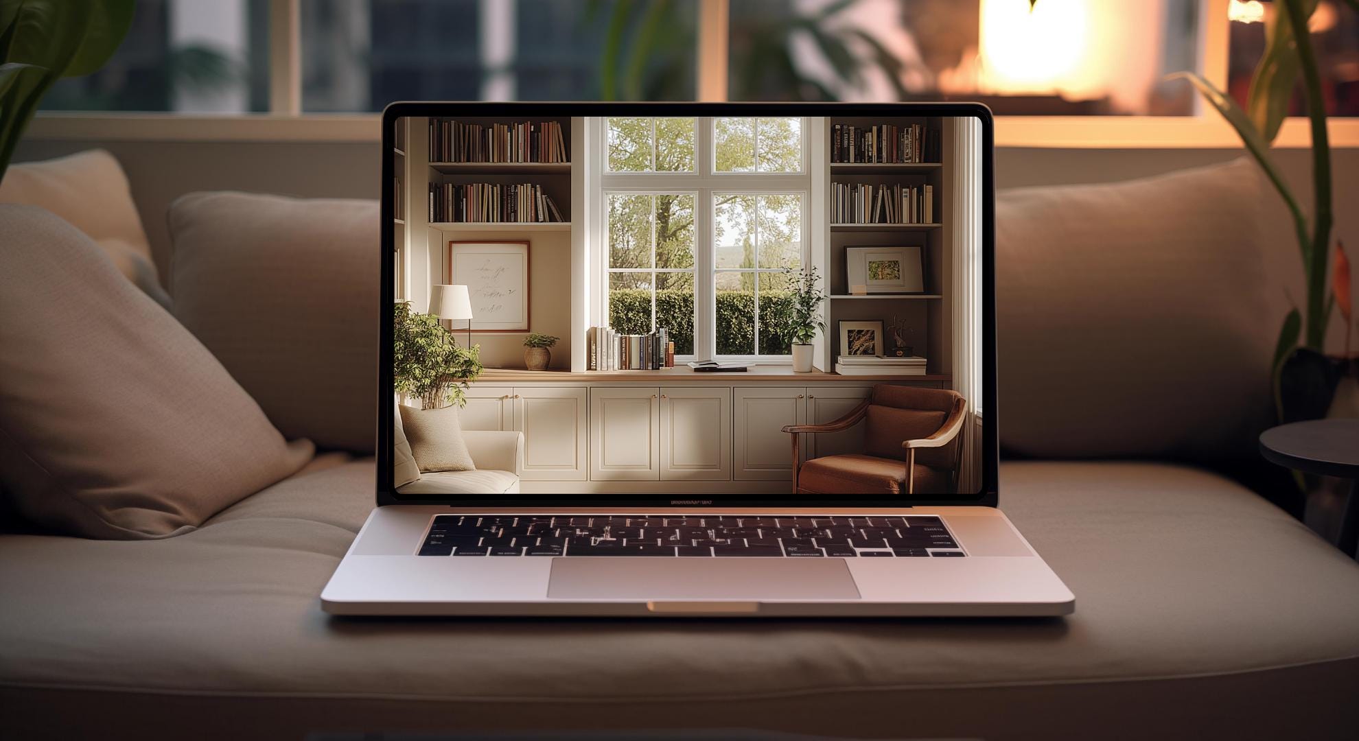 Virtual Backdrop Modern Background, Natural Living Room Zoom Wallpaper ...
