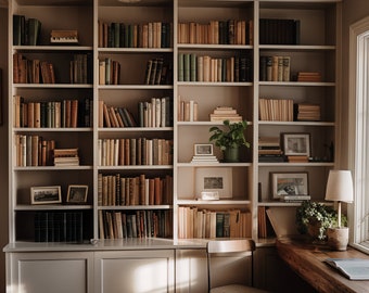 White Shelving Background for Meetings, Bookshelf Virtual Backdrop for Zoom, MS Teams, Webex, Skype in 16:9 ratio, Virtual Office Minimalist