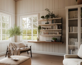 Spring Farmhouse Zoom Background for Virtual Meetings, Zoom Professional Rustic Home Office Backdrop with Natural Light, Microsoft Teams