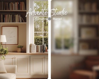 Elegant Living Room Virtual Background, Bookshelf Wallpaper (Digital Download)