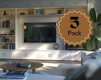 Realistic Cool Zoom Bundle 5-pack Background for Zoom, MS Teams Meetings, 16:9 ratio, Simple Elegant Backdrops, Realistic Office Background