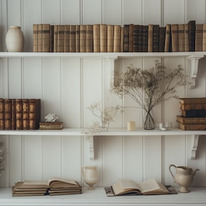 Zoom Hintergrund Weißes Bücherregal, Virtueller Hintergrund für Home Office für Teambesprechungen, Arbeit von zu Hause aus Minimalistische Regalkulisse, Zoomkulisse