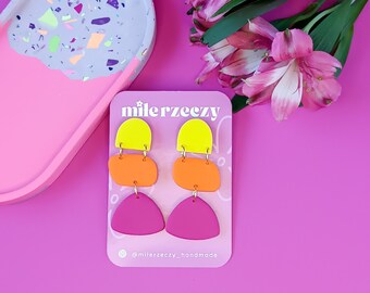 Trzy kolory | Kolczyki z gliny polimerowej handmade | Polmer clay statement earrings