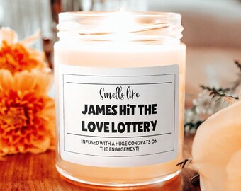 Custom Engagement Candle, Personalized Engagement Gift, Customized Wedding Candle, Newly Wed Gifts, Best Friend Engaged,Bridal Shower Candle