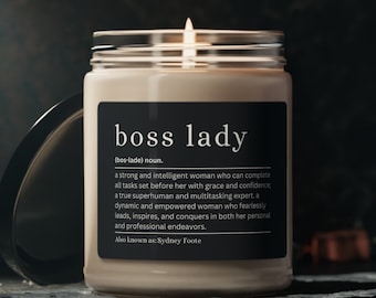 Personalized Boss Lady Definition Candle, Funny New Business Owner Gift For Woman Gift for Female Manager Birthday Gift for Her Entrepreneur