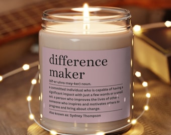 Difference Maker Candle Personalized Thank You Candle for Coworker Boss Nurse Teacher Manager Colleague Mom Mentor Friend Appreciation Gift