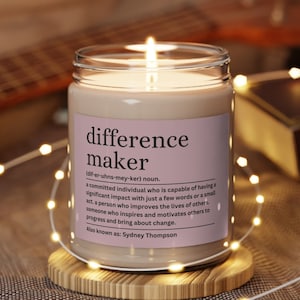 Difference Maker Candle Personalized Thank You Candle for Coworker Boss Nurse Teacher Manager Colleague Mom Mentor Friend Appreciation Gift