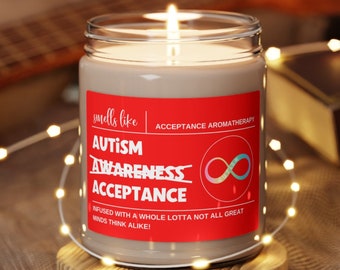 Autism Acceptance Candle Gift, Red Instead Autism Candle, Autism Acceptance Gifts, In April We Wear Red, Light It Up Red Autism Awareness