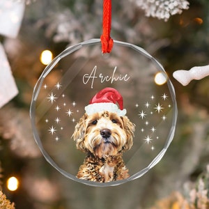 Personalized Pet Ornament Using Pet's Photo, Watercolor Pet Portrait Gift, Custom Ornament Christmas Dog Ornament Personalized Dog Ornament