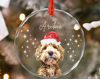 Personalized Pet Ornament Using Pet&#39;s Photo, Watercolor Pet Portrait Gift, Custom Ornament Christmas Dog Ornament Personalized Dog Ornament