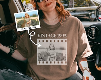 Personalized Comfort Colors Vintage Photo And Year Shirt, Custom Photo Birthday Shirt, Vintage 30th Birthday Shirt, 40th Birthday Sweatshirt