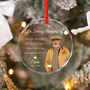 Custom Photo Memorial Ornament, Dad Remembrance Christmas Ornament, Mom Loss Ornament, Loss Of Father Gift, Memory Sympathy Keepsake Gift