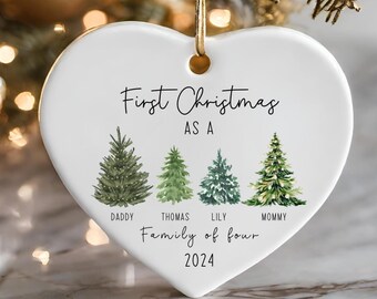 Décoration de Noël pour famille de quatre personnes, Famille de 4 personnes, Décoration de famille, Première décoration de Noël personnalisée pour bébé, Cadeau pour les nouveaux parents, Naissance