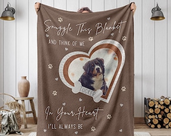 Personalized Dog Memorial Photo Blanket Gift, Dog Loss Pet Memory Gifts, Pet Loss Keepsake Remembrance Gift For Dog Mom Dad Bereavement Gift