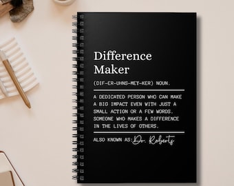 Personalized Difference Maker Spiral Bound Journal Notebook Gift For Boss, Gift For Mentor, Gift For Coworker, Appreciation Gifts Sponsor