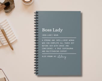 Personalized Boss Lady Journal Notebook, Funny New Business Owner Gift For Woman Gift for Female Manager Birthday Gift for Her Entrepreneur