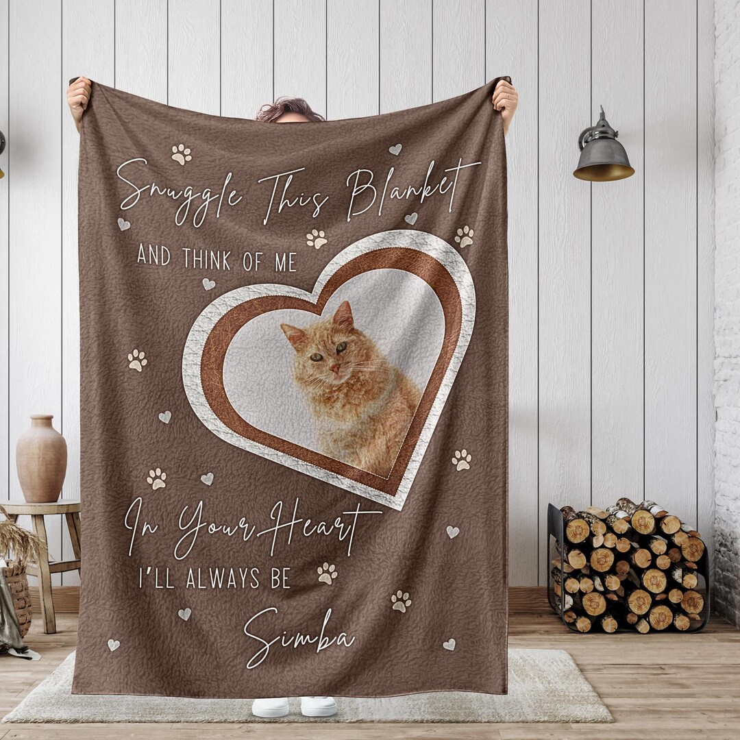 Personalized Cat Memorial Photo Blanket Gift, Cat Loss Pet Memory Gifts ...