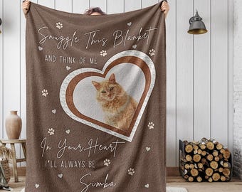 Personalized Cat Memorial Photo Blanket Gift, Cat Loss Pet Memory Gifts, Pet Loss Keepsake Remembrance Gift For Cat Mom Dad Bereavement Gift