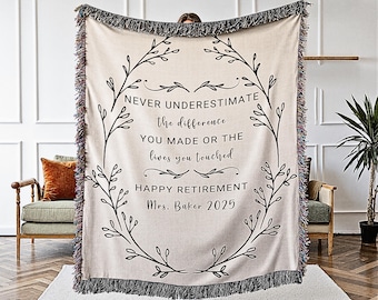 Personalized Retirement Blanket Custom Gift For Women Coworker Farewell Present Retired Boss Sentimental Throw Blanket Woman Retirement Gift
