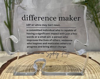 Acrylic Plaque Difference Maker Personalized Thank You Gift for Coworker Boss Nurse Teacher Manager Colleague Mom Mentor Friend Appreciation