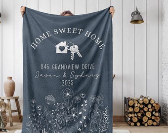 Custom New Homeowner Housewarming Gift Blanket, First Home Gift For Couple, New Home Closing Day Gift From Parents Realtor Real Estate Gift