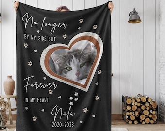 Custom Cat Memorial Blanket Gift, Personalized Cat Remembrance Gift, Cat Loss Bereavement Gifts, Cat Photo Memory Sympathy Gift Pet Keepsake