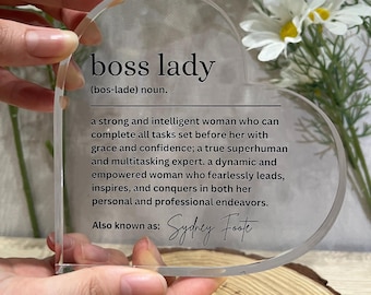 Personalized Boss Lady Acrylic Plaque, Funny New Business Owner Gift For Woman Gift For Female Manager Birthday Gift for Her Entrepreneur