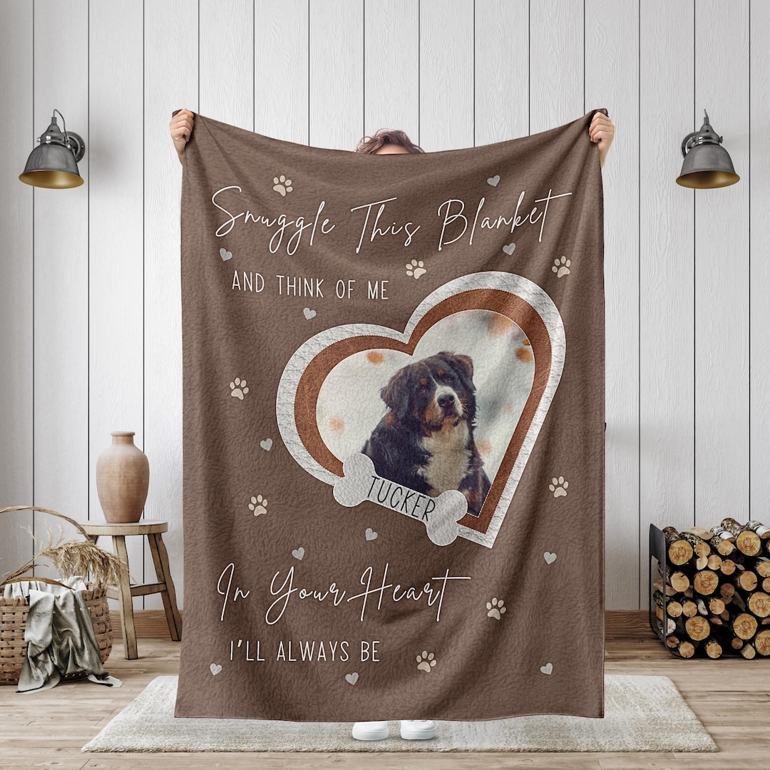 Personalized Dog Memorial Photo Blanket Gift, Dog Loss Pet Memory Gifts ...