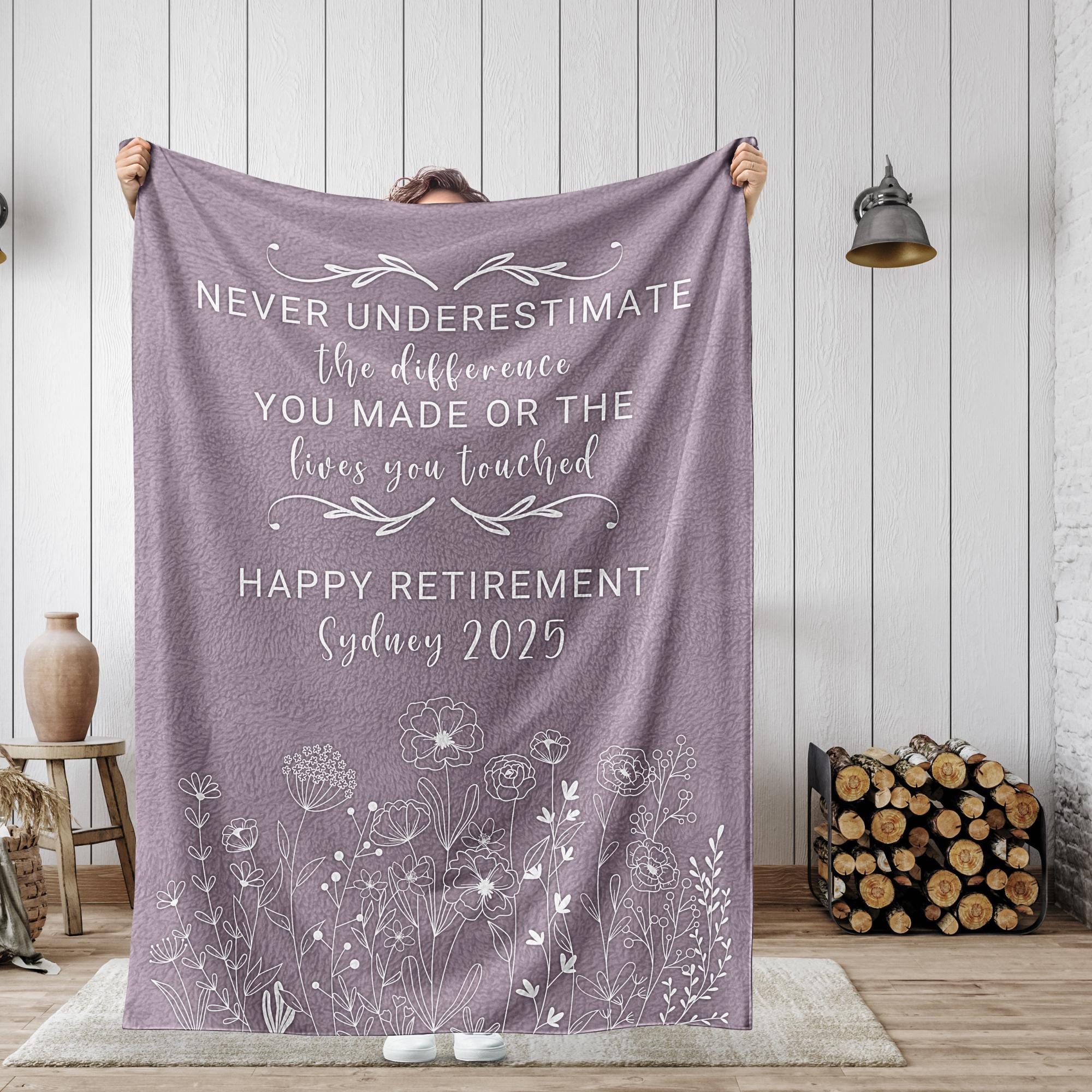 Retirement Throw Blanket 50x60 Inches - Purple Flannel, Soft & Warm, With Inspirational Quotes - View #8